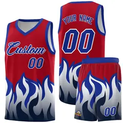 Red Royal Flame Pattern Sports Basketball Jersey