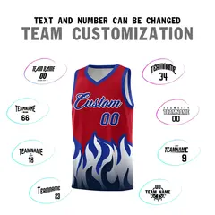 Red Royal Flame Pattern Sports Basketball Jersey 4