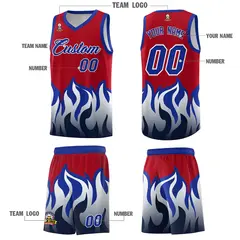 Red Royal Flame Pattern Sports Basketball Jersey 5