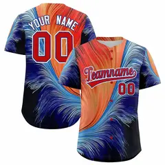 Red Royal Fluid Feather Graffiti Baseball Jersey 1