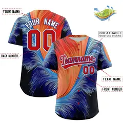 Red Royal Fluid Feather Graffiti Baseball Jersey 2