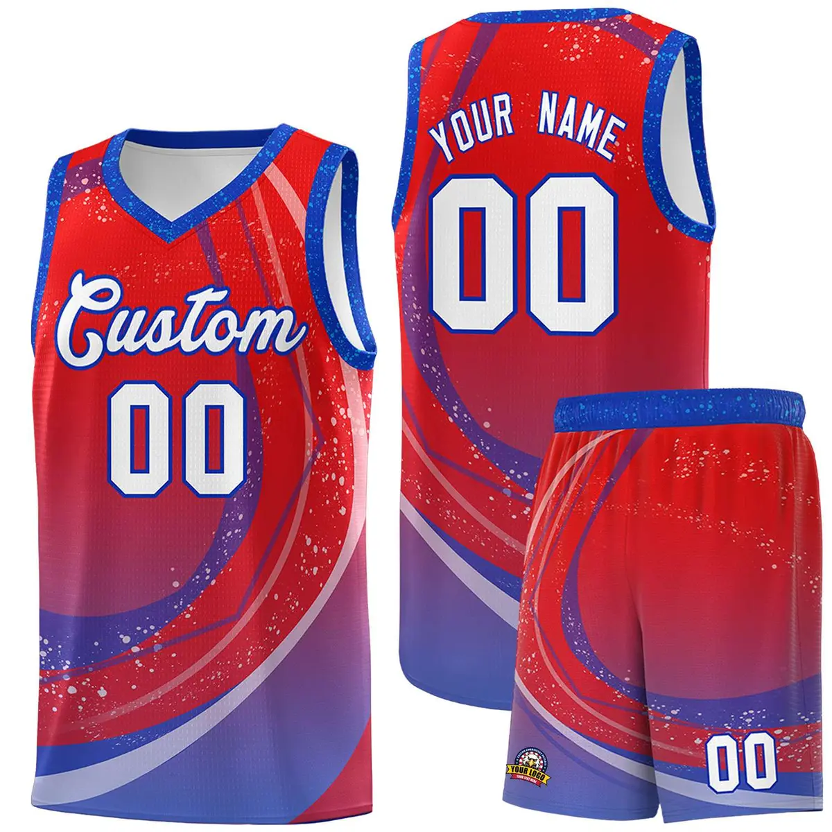 Red Royal Galaxy Graffiti Pattern Basketball Jersey