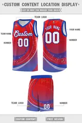 Red Royal Galaxy Graffiti Pattern Basketball Jersey 2