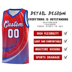 Red Royal Galaxy Graffiti Pattern Basketball Jersey 4