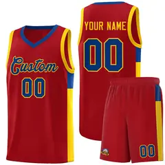 Red Royal-Gold Side Two-Tone Classic Basketball Jersey 1