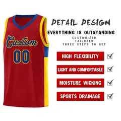 Red Royal-Gold Side Two-Tone Classic Basketball Jersey 5