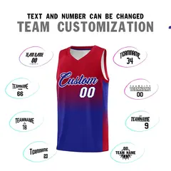 Red Royal Gradient Fashion Sets Sports Basketball Jersey 4