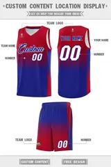 Red Royal Gradient Fashion Sets Sports Basketball Jersey 5