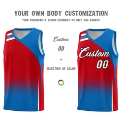 Red Royal Gradient Fashion Sets Sports Basketball Jersey 3