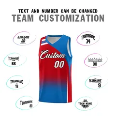 Red Royal Gradient Fashion Sets Sports Basketball Jersey 4