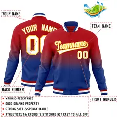 Red Royal Gradient Full-Snap Varsity Letterman Jacket 2