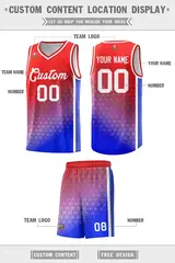 Red Royal Gradient Irregular Shapes Pattern Basketball Jersey 2