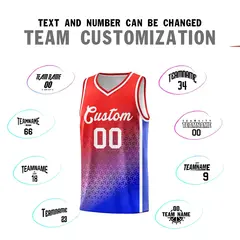 Red Royal Gradient Irregular Shapes Pattern Basketball Jersey 3