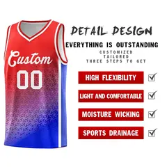 Red Royal Gradient Irregular Shapes Pattern Basketball Jersey 4