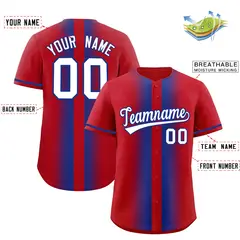 Red Royal Gradient Lapel Fashion Baseball Jersey 2