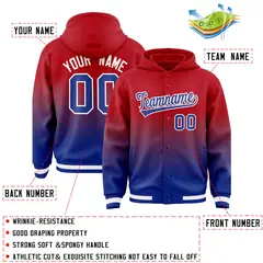 Red Royal Gradient Letterman Varsity Jacket Hoodie 4