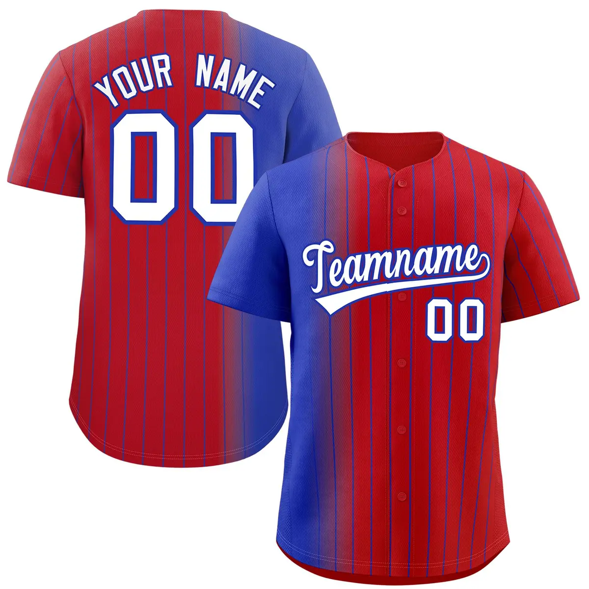 Red Royal Gradient Pinstripe Baseball Jersey
