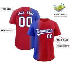 Red Royal Gradient Pinstripe Baseball Jersey 2