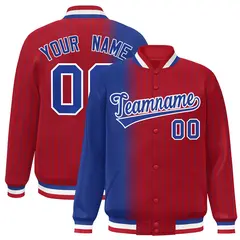 Red Royal Gradient Pinstripe Varsity Full-Snap Letterman Jacket 1