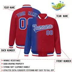 Red Royal Gradient Pinstripe Varsity Full-Snap Letterman Jacket 2