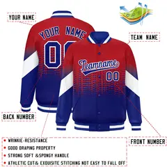 Red Royal Gradient Polka Dot Varsity Letterman Baseball Jacket 2