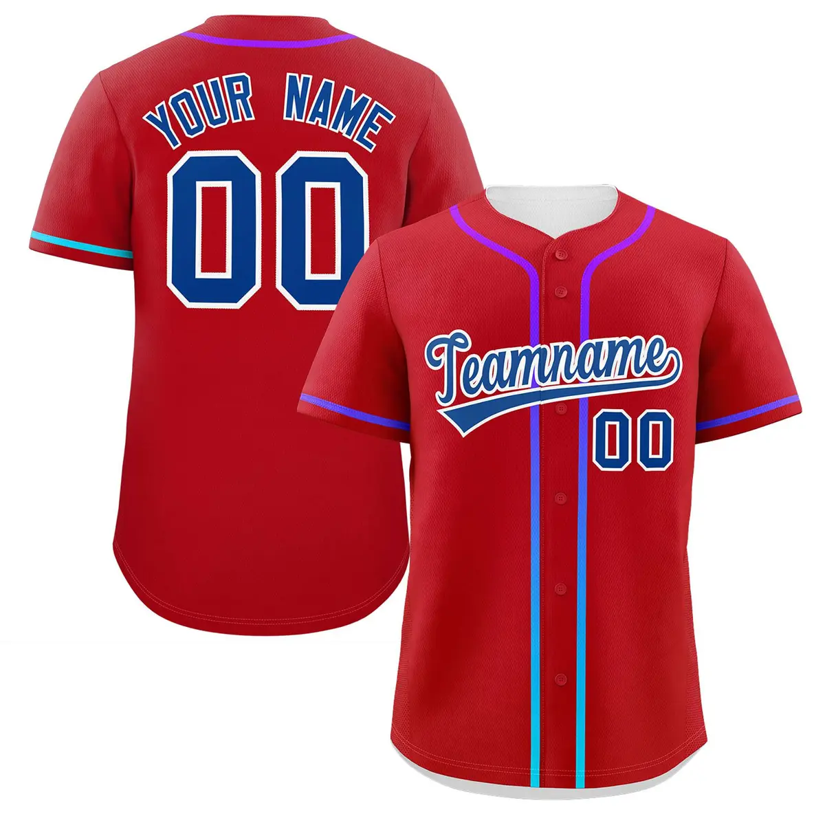 Red Royal Gradient Ribbed Authentic Baseball Jersey