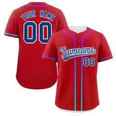 Red Royal Gradient Ribbed Authentic Baseball Jersey 1