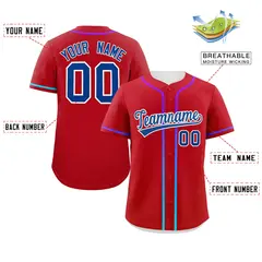 Red Royal Gradient Ribbed Authentic Baseball Jersey 2