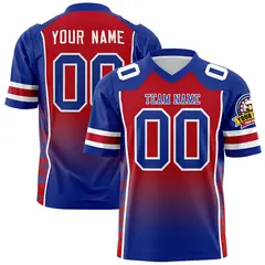 Red Royal Gradient Side Pattern Authentic Football Jersey 1