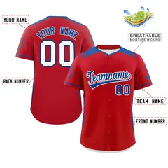 Red Royal Gradient Side Star Pattern Baseball Jersey 2