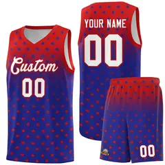 Red Royal Gradient Star Pattern Basketball Jersey Sets