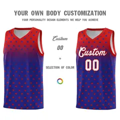 Red Royal Gradient Star Pattern Basketball Jersey Sets 3