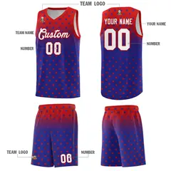 Red Royal Gradient Star Pattern Basketball Jersey Sets 5