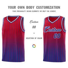Red Royal Gradient Stripe Fashion Sets Basketball Jersey 3