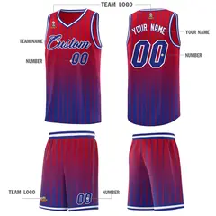 Red Royal Gradient Stripe Fashion Sets Basketball Jersey 5