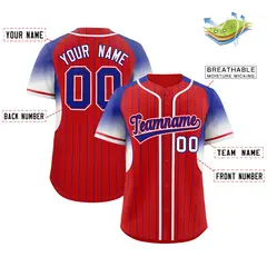 Red Royal Gradient Stripe Fashion Sleeves Baseball Jersey 2
