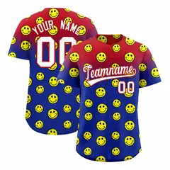 Red Royal Graffiti Gradient Smile Baseball Jersey 1