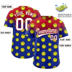 Red Royal Graffiti Gradient Smile Baseball Jersey 2