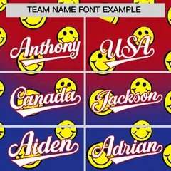 Red Royal Graffiti Gradient Smile Baseball Jersey 3