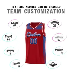 Red Royal Graffiti Pattern Sports Basketball Jersey 3