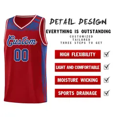 Red Royal Graffiti Pattern Sports Basketball Jersey 4