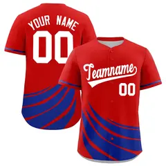 Red Royal Graffiti Wind Mark Baseball Jersey 1