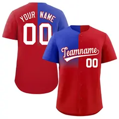 Red Royal Half Gradient Authentic Baseball Jersey 1