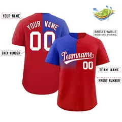 Red Royal Half Gradient Authentic Baseball Jersey 2