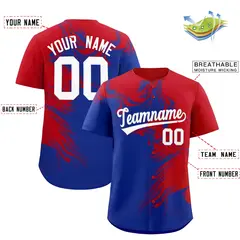 Red Royal Ink Pattern Authentic Baseball Jersey 2
