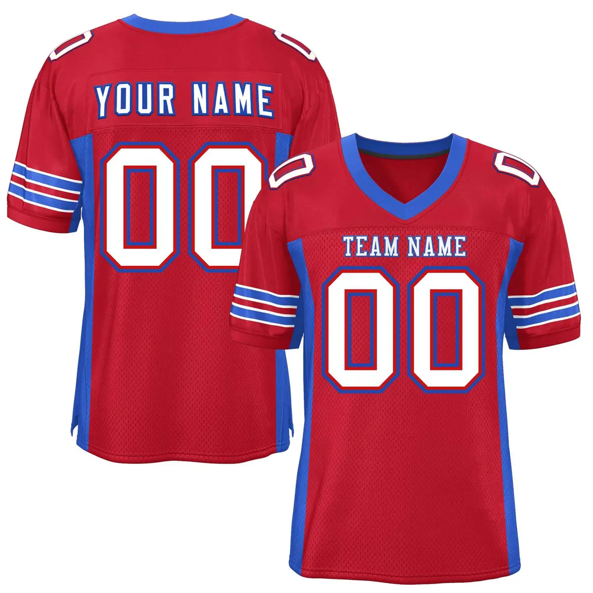 Red Royal Insert Color Mesh Authentic Football Jersey