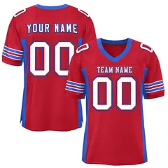 Red Royal Insert Color Mesh Authentic Football Jersey 1