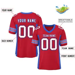 Red Royal Insert Color Mesh Authentic Football Jersey 2