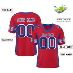 Red Royal Insert Color Mesh Authentic Football Jersey 2