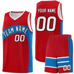 Red Royal Irregular Dot Graffiti Basketball Jersey 1